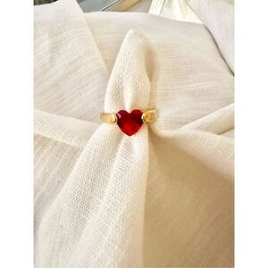 Ruby red heart shaped cubic zirconia ring size 7 ￼